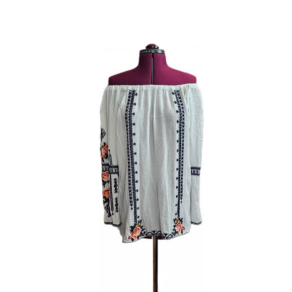 Cute Options Embroidered Guazy Bohemian Long Sleeve Tunic Blouse - Picture 1 of 14